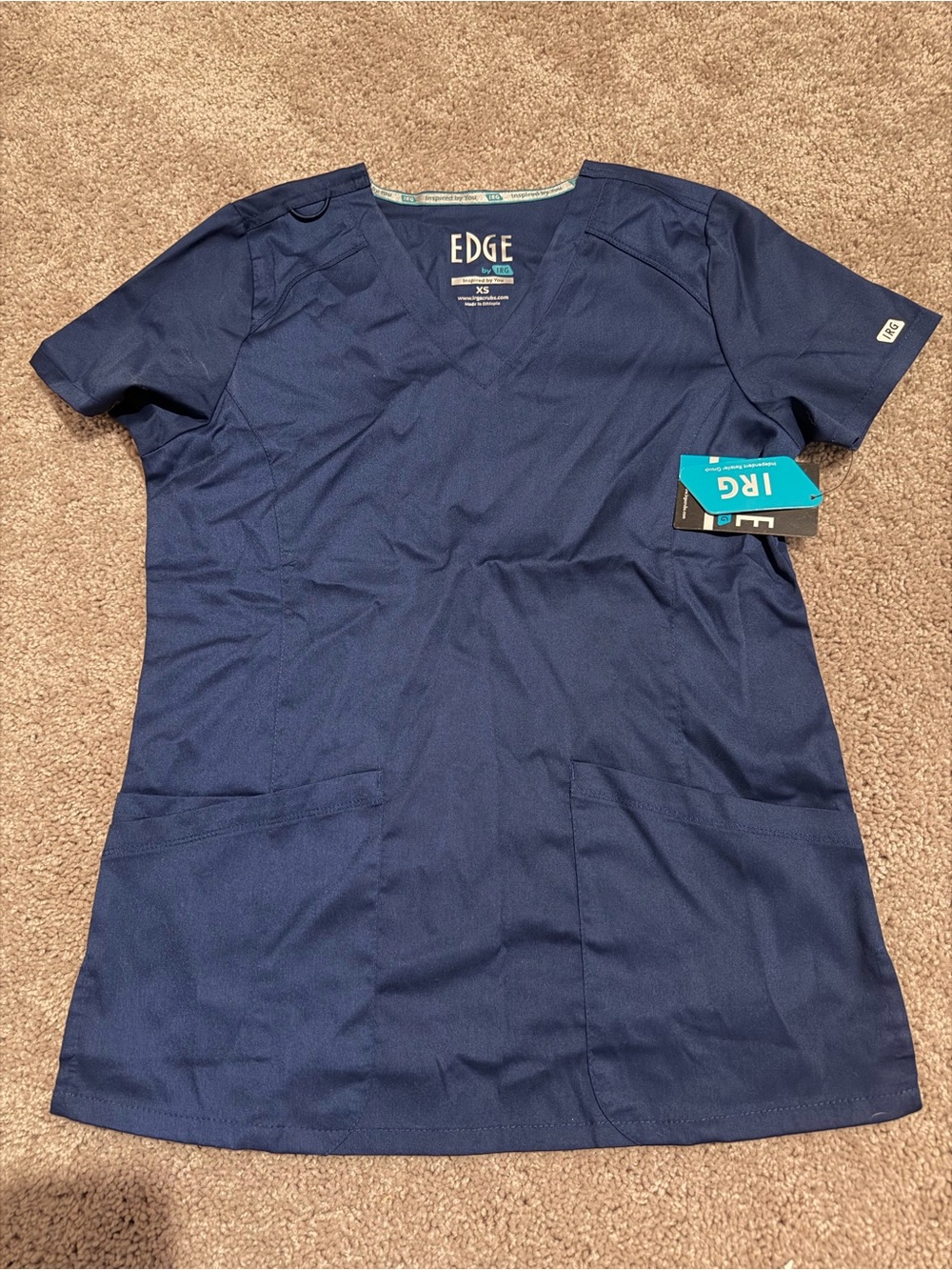edge Navy V-Neck Scrub Top